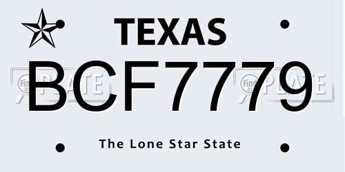 BCF7779 Texas License Plate
