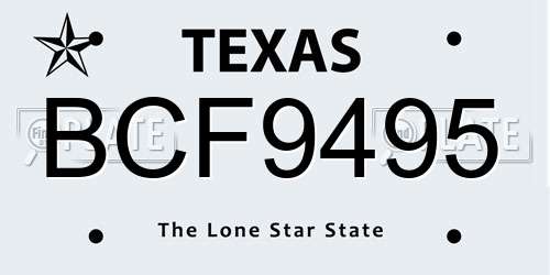 BCF9495 Texas License Plate
