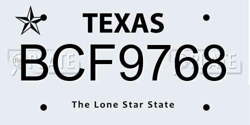 BCF9768 Texas License Plate
