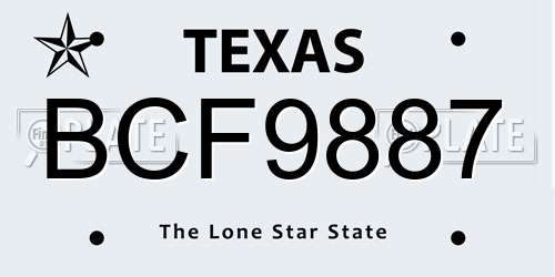BCF9887 Texas License Plate