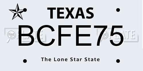 BCFE75 Texas License Plate