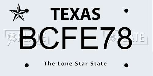 BCFE78 Texas License Plate