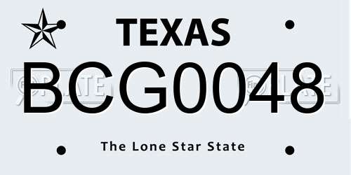 BCG0048 Texas License Plate