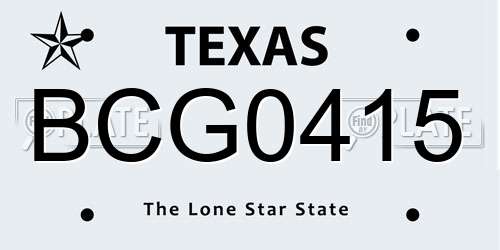BCG0415 Texas License Plate