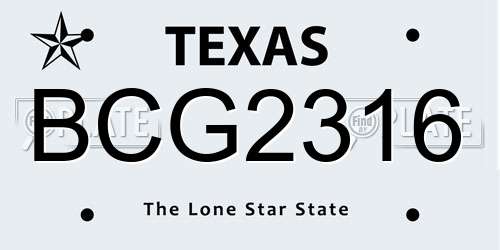 BCG2316 Texas License Plate