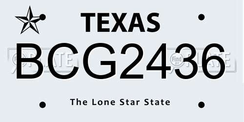 BCG2436 Texas License Plate