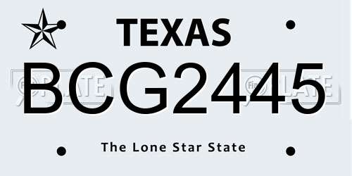 BCG2445 Texas License Plate
