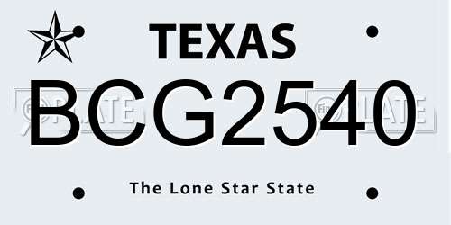 BCG2540 Texas License Plate