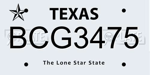 BCG3475 Texas License Plate