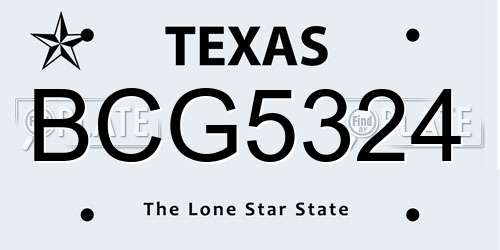 BCG5324 Texas License Plate