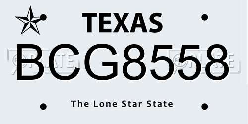 BCG8558 Texas License Plate