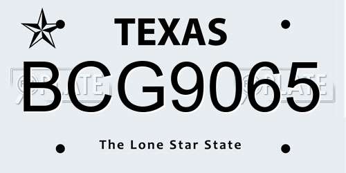 BCG9065 Texas License Plate