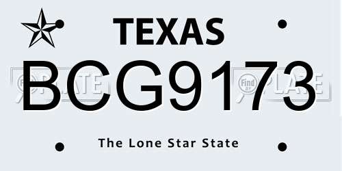 BCG9173 Texas License Plate