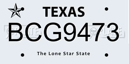 BCG9473 Texas License Plate
