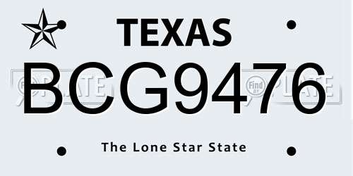 BCG9476 Texas License Plate
