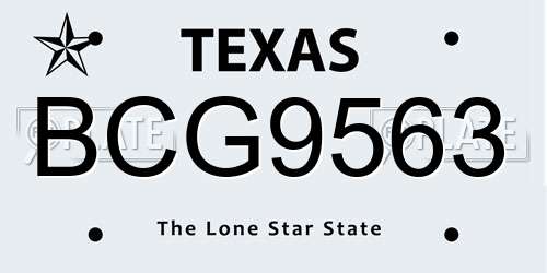 BCG9563 Texas License Plate