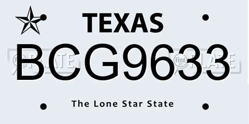 BCG9633 Texas License Plate