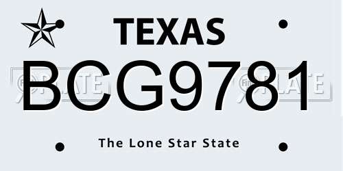 BCG9781 Texas License Plate