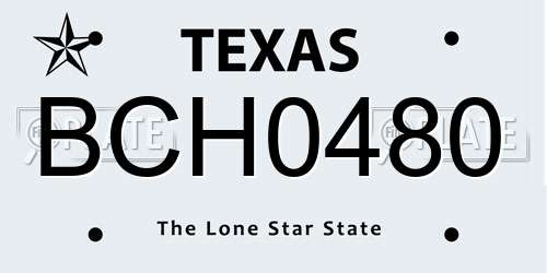 BCH0480 Texas License Plate