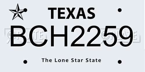 BCH2259 Texas License Plate