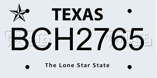 BCH2765 Texas License Plate
