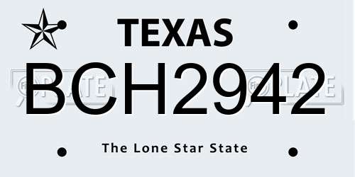BCH2942 Texas License Plate