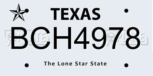 BCH4978 Texas License Plate