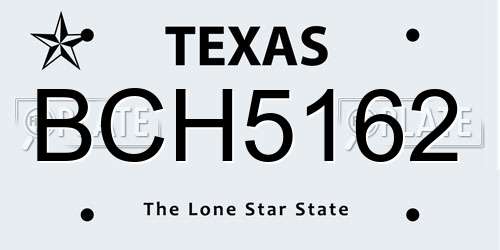 BCH5162 Texas License Plate