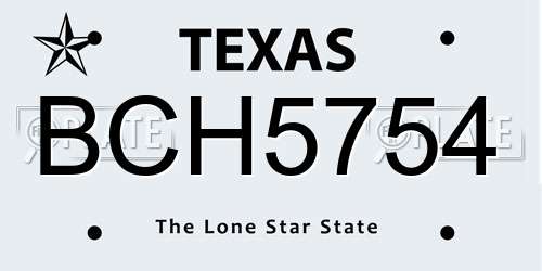 BCH5754 Texas License Plate