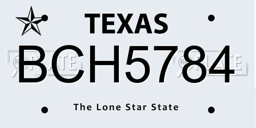BCH5784 Texas License Plate
