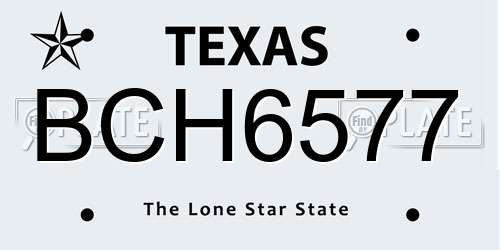BCH6577 Texas License Plate