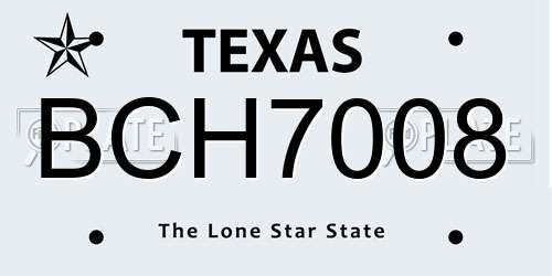 BCH7008 Texas License Plate