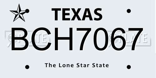 BCH7067 Texas License Plate