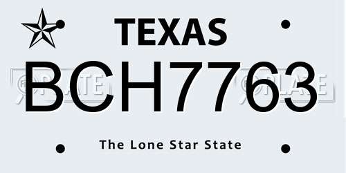 BCH7763 Texas License Plate