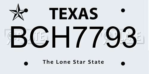 BCH7793 Texas License Plate