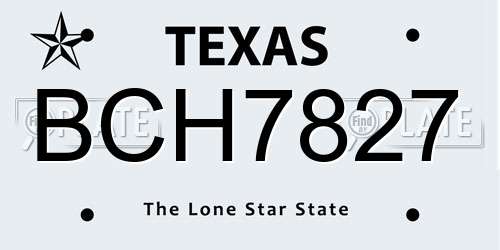 BCH7827 Texas License Plate