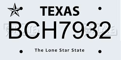 BCH7932 Texas License Plate