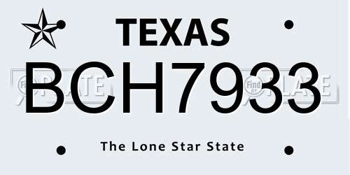 BCH7933 Texas License Plate