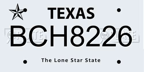 BCH8226 Texas License Plate