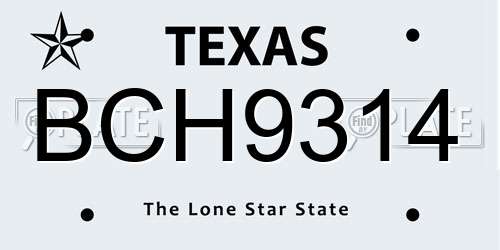 BCH9314 Texas License Plate