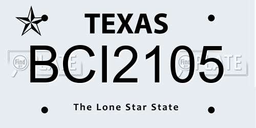 BCI2105 Texas License Plate