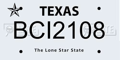 BCI2108 Texas License Plate
