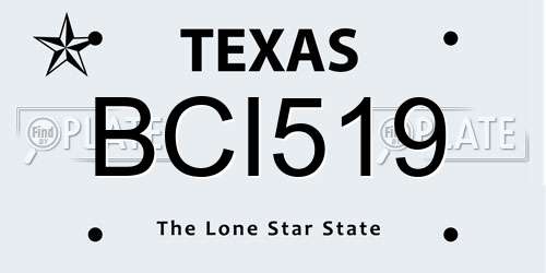 BCI519 Texas License Plate