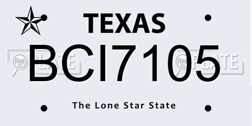 BCI7105 Texas License Plate