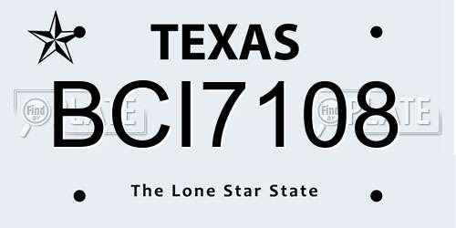 BCI7108 Texas License Plate