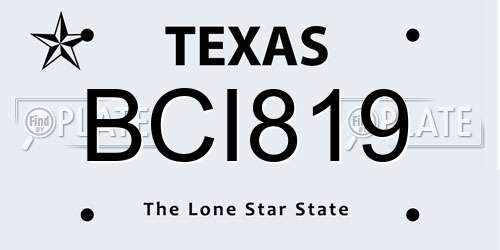 BCI819 Texas License Plate