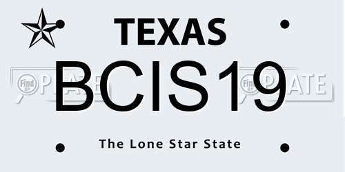 BCIS19 Texas License Plate