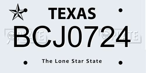 BCJ0724 Texas License Plate