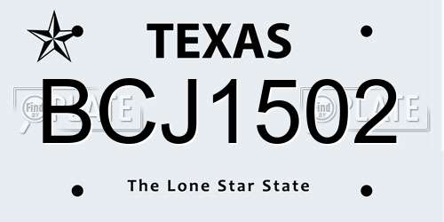 BCJ1502 Texas License Plate