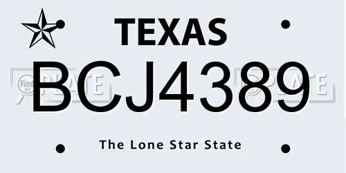 BCJ4389 Texas License Plate